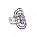 Bague ajustable en acier inoxydable argenté design rétro avec strass