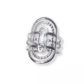 Bague femme argentée style vintage en acier inoxydable avec motif travaillé