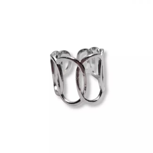Bague argentée femme en acier inoxydable forme maillons ouverts moderne