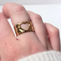 Bague large femme argentée motif cœur ajouré en acier inoxydable