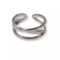 Bague femme argentée croisée ajustable en acier inoxydable