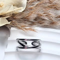 Bague moderne femme ajustable croisée en acier inoxydable argenté