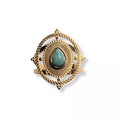 Bague dorée ajustable femme en acier inoxydable avec pierre amazonite