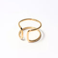 Bague ouverte dorée femme design minimaliste double anneau