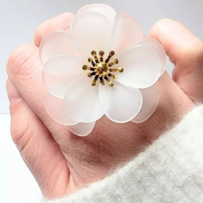 Bague fleur XXL femme – Acier inoxydable doré, originale et colorée