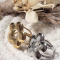 Bagues fleur femme acier inoxydable doré et argenté – Bijoux ajustables