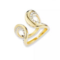 Bague ouverte femme dorée en acier inoxydable avec strass design chic