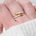 Bague serpent blanche et dorée ajustable en acier inoxydable, bijou tendance