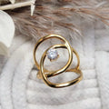 Bague dorée ajustable femme avec strass étincelant – Acier inoxydable tendance