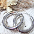 Boucles d’oreilles créoles épaisses argentées en acier inoxydable – bijoux tendance