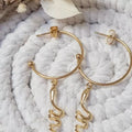 Boucles d’oreilles créoles dorées serpent avec pendentif serpent – acier inoxydable bijou bohème chic