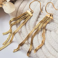 Boucles d’oreilles longues dorées à chaînes pendantes – bijoux acier inoxydable femme