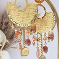 Boucles d’oreilles bohème chic dorées en acier inoxydable avec pendentifs décoratifs