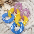 Boucles d’oreilles maillons acétate multicolore violet jaune bleu – Accessoire mode été