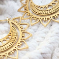 Boucles d’oreilles créoles dorées avec motif ajouré en forme de cœur – acier inoxydable