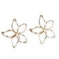 Boucles d’oreilles XXL en forme de fleur dorée – acier inoxydable design ajouré