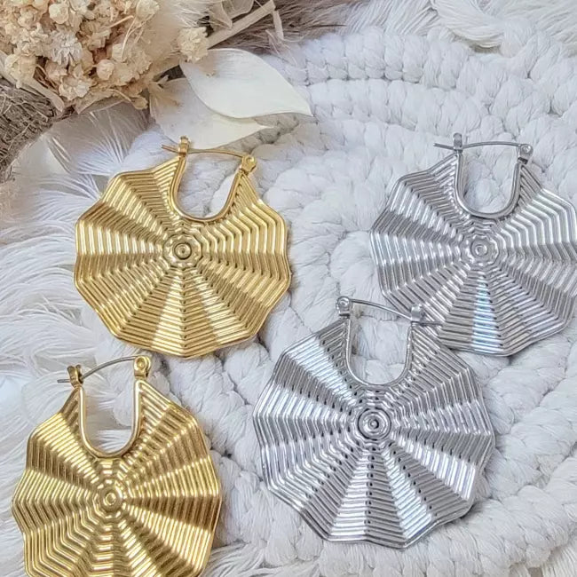 Boucles d’oreilles géométriques dorées et argentées en acier inoxydable tendance