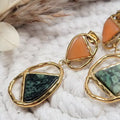 Bijoux pendants dorés femme – boucles d’oreilles chic avec pierres colorées