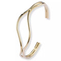Bracelet jonc vague femme en acier inoxydable argenté, bijou ajustable et minimaliste