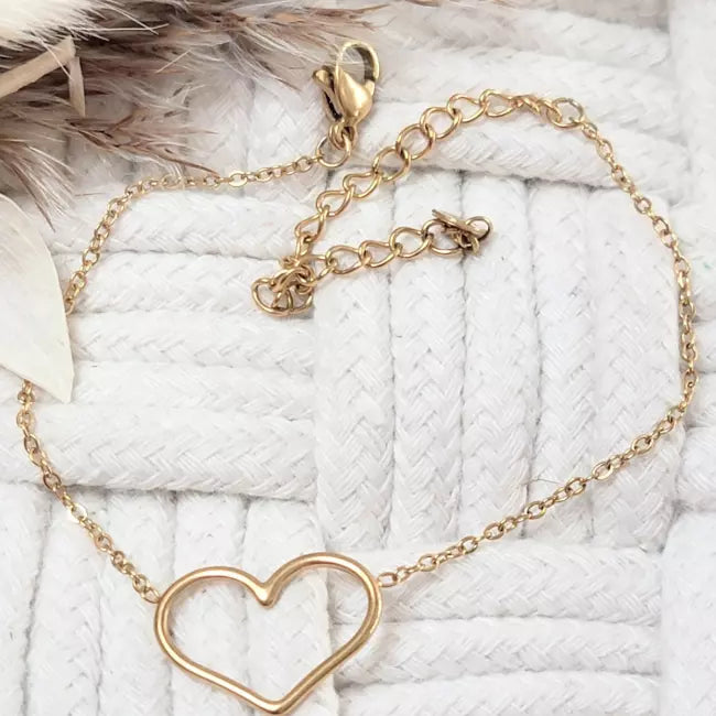Bracelet ajustable doré femme avec motif cœur élégant