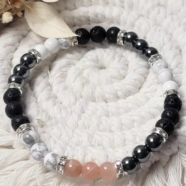 Bracelet élastique femme perles pierres naturelles multicolores