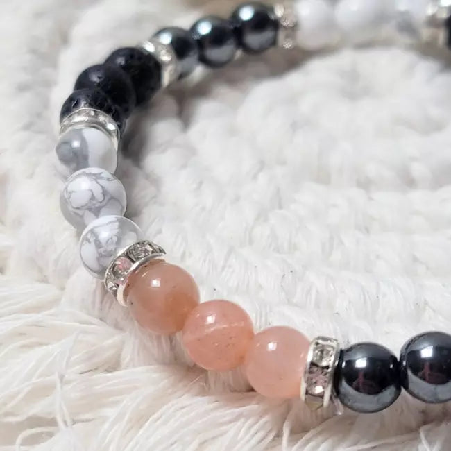 Bracelet tendance femme élastique avec perles pierres naturelles