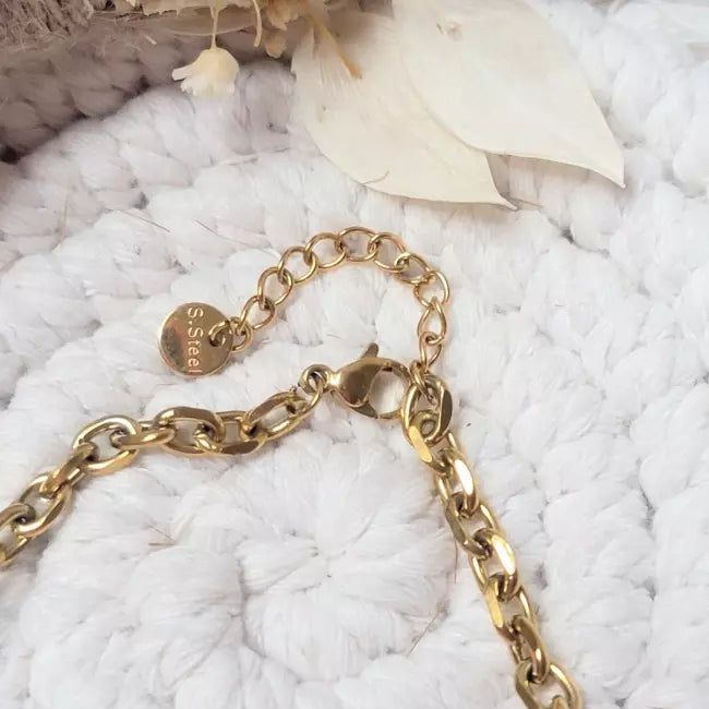 Fermoir et chaîne d’extension du bracelet fin femme doré en acier inoxydable