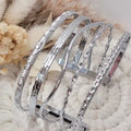 Bracelet manchette rigide argenté multi rang en acier inoxydable pour femme