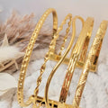 Bracelet manchette rigide doré multi rang en acier inoxydable élégant