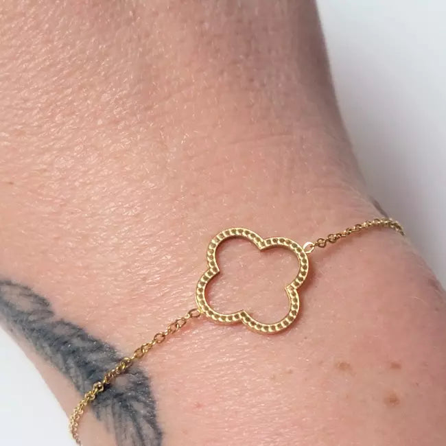 Bracelet trèfle doré femme en acier inoxydable bijou fin tendance