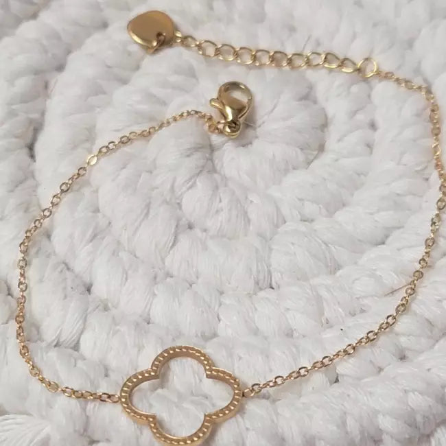 Bracelet trèfle doré femme en acier inoxydable bijou fin tendance