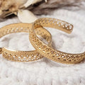 Boucles d’oreilles créoles larges ajourées en acier inoxydable doré – style bohème chic