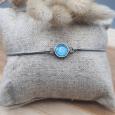 Bracelet ajustable en acier inoxydable argenté/bleu