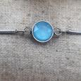 Bracelet ajustable en acier inoxydable argenté/bleu