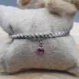 Bracelet Jonc ajustable en laiton argent et cristal rose