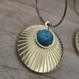 Créoles médailles en inox doré et sa pierre gemme Turquoise reconstitué