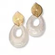 Boucles d’oreilles dorées avec pendentif en résine effet nacré blanc – design contemporain et élégant en forme de goutte