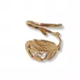 Bague dorée ajustable en forme de feuille, finition brillante et détails ajourés – bijou nature en acier inoxydable pour femme