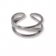 Bague fine argentée en acier inoxydable, design croisé minimaliste et ajustable – bijou intemporel pour femme
