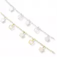 Chaînes de cheville dorée et argentée avec fleurs blanches en acier inoxydable