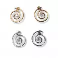 Boucles d’oreilles spirales en acier inoxydable doré et argenté avec zircon central – design minimaliste et élégant