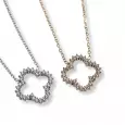 Colliers femme pendentif trèfle ajouré pavé de strass, chaîne dorée ou argentée en acier inoxydable – bijou élégant et scintillant, style chic et tendance