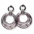 Boucles d’oreilles argentées en acier inoxydable à cercles entrelacés texturés – style rétro élégant pour femme