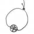 Bracelet arbre de vie femme en acier inoxydable noir, cordon ajustable – bijou symbole de force et d’harmonie
