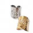 Bagues larges ajourées dorée et argentée avec motif arabesque – bijou raffiné en acier inoxydable pour femme