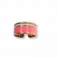 Bague dorée ajustable avec émail rose et anneau martelé – bijou fantaisie coloré pour femme en acier inoxydable