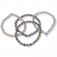 Lot de 4 bracelets élastiques femme perles facettées, effet cristal scintillant – tons rose poudré, bleu gris, kaki et transparent