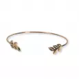 Bracelet jonc doré en acier inoxydable avec extrémités feuillage – bijou minimaliste et poétique, style nature chic