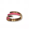 Bague dorée ajustable en acier inoxydable avec détail rose fuchsia – design moderne et féminin, bijou tendance pour femme