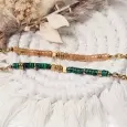 Bracelets perles vertes et pêche avec chaîne dorée – vue d’ensemble